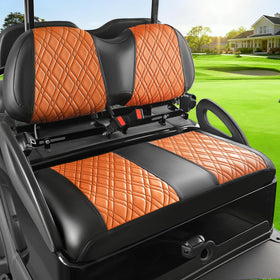 Drive Up Club Car Precedent front seat cover in brown diamond stitching offers stylish protection.