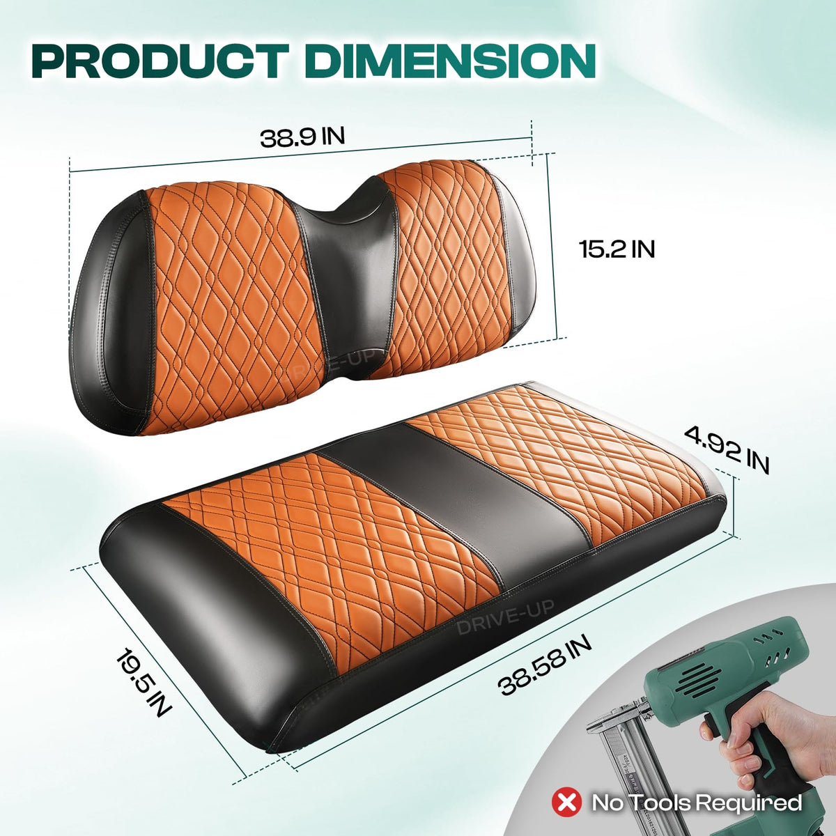 Drive Up front seat dimensions match Club Car Precedent cushions precisely.