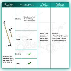 Drive Up compatibility for 2009 and newer Club Car carts.