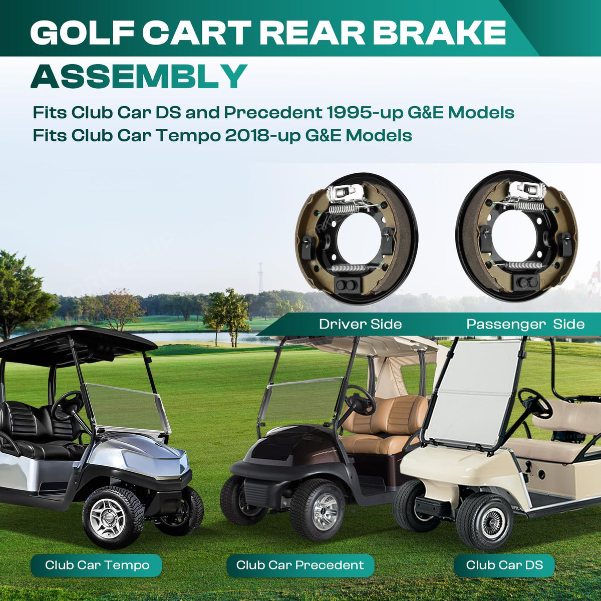 Complete Drive Up rear brake kit parts pack for Club Car models.