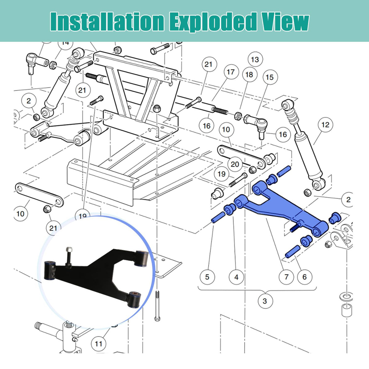 Drive Up Delta A-Plate Sub Assembly demonstrates compatibility with 1993-up Club Car DS.