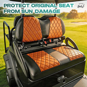 Close-up of the diamond pattern on the Drive Up seat cover for Club Car Precedent.