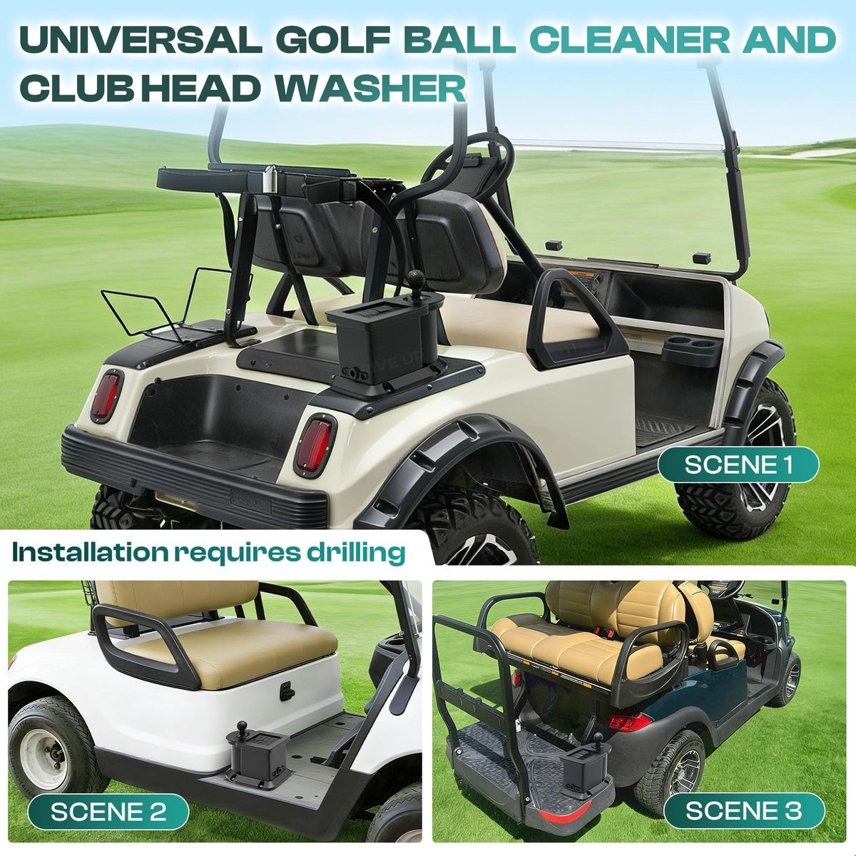 Drive Up double cleaning slots design for thorough cleaning of balls and clubs.