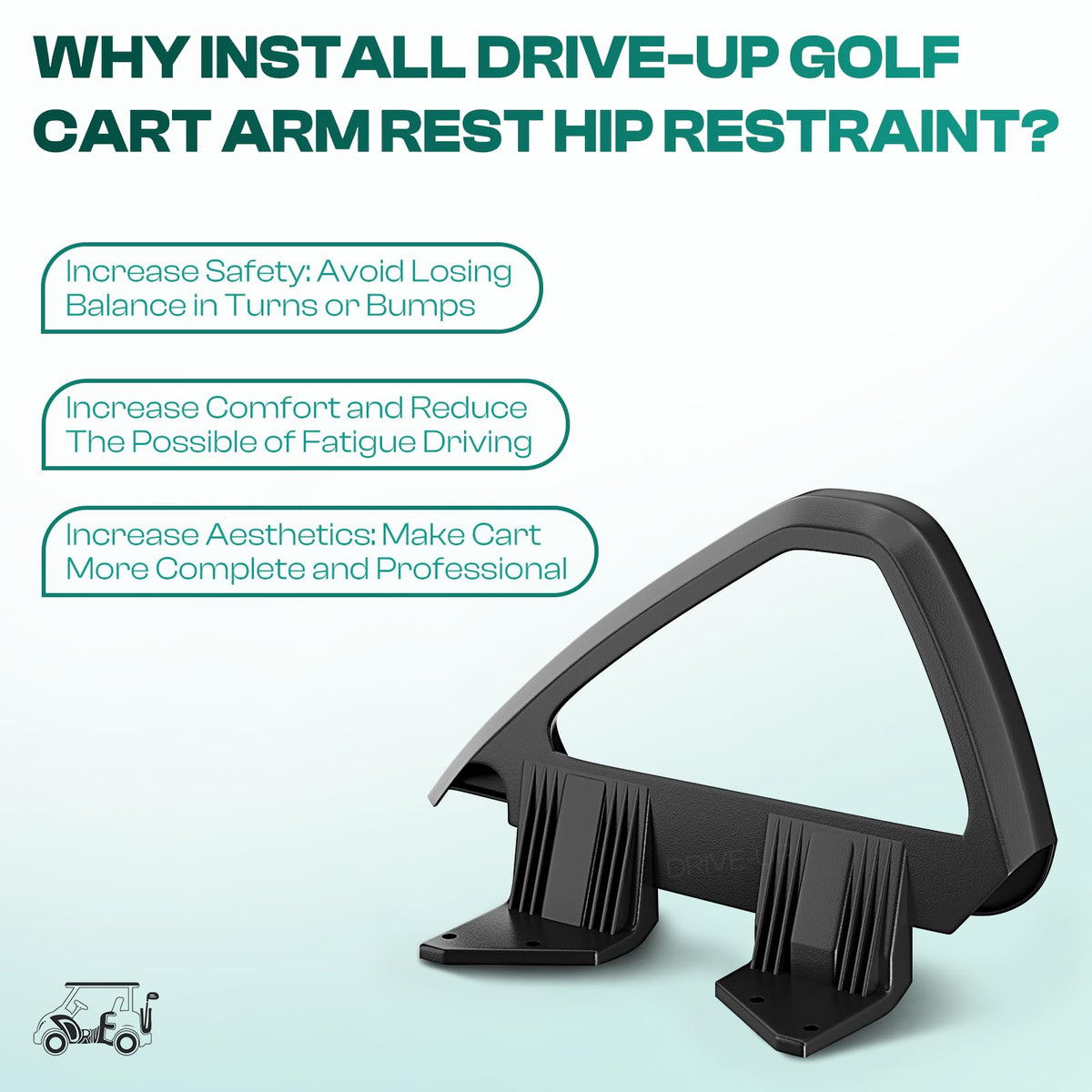 DRIVE UP DS arm rest assembly with screws included for quick installation.