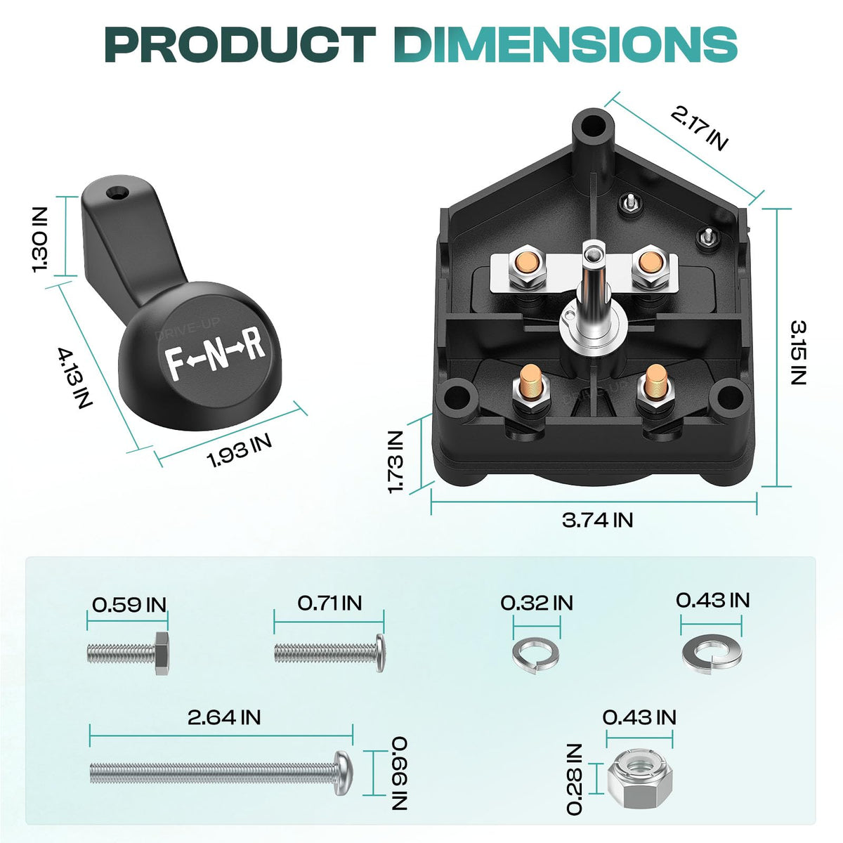 Drive Up DS switch and cover with wiring for durable operation.