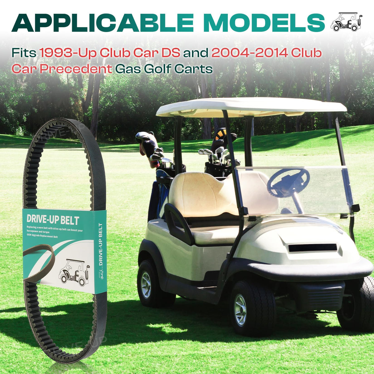 Drive Up easy install belt: quick fit for golf carts.