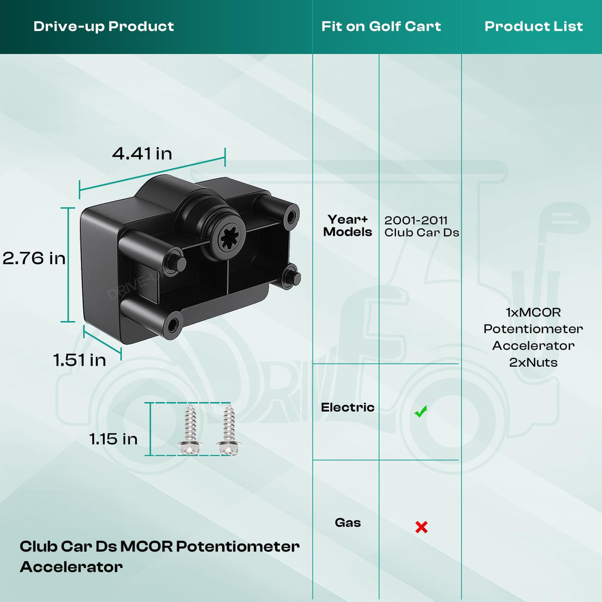 DRIVE UP easy-installation for Club Car DS controller image implies straightforward upgrade.