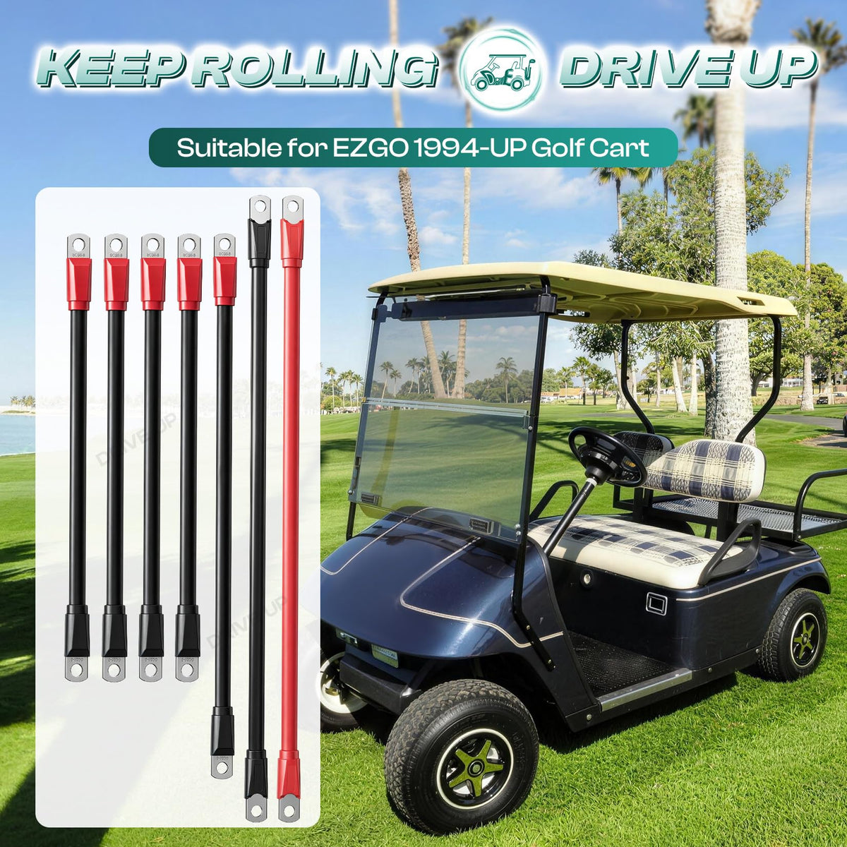 DRIVE UP EZGO 12-2 inch black battery cable with corrosion protection