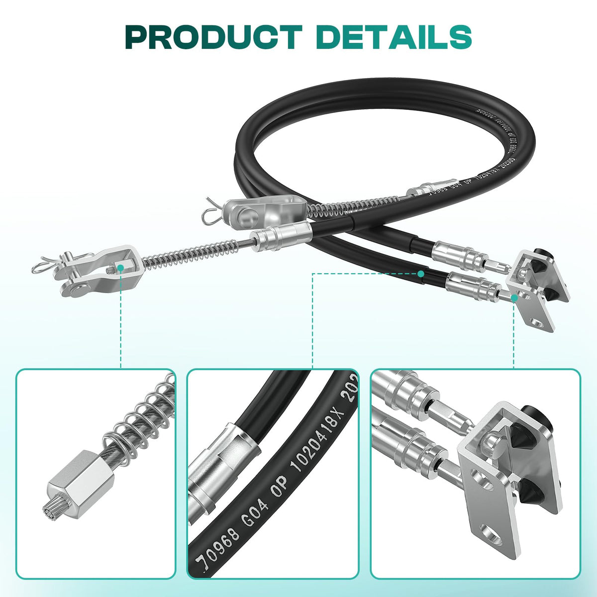 Drive Up EZGO brake cable with stainless steel core for durability.