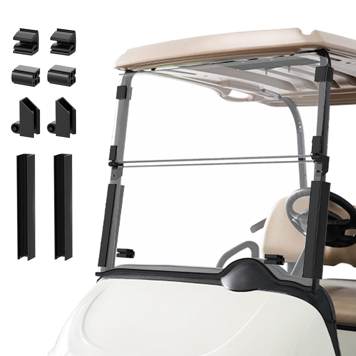 DRIVE UP EZGO RXV windshield packaging with install kit for easy setup