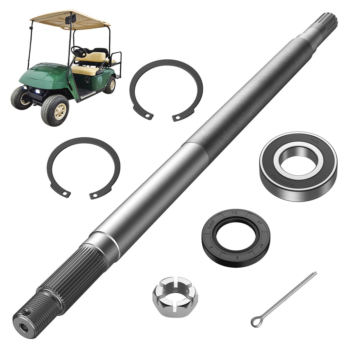 DRIVE UP EZGO rear axle shaft driver-side kit ready for installation
