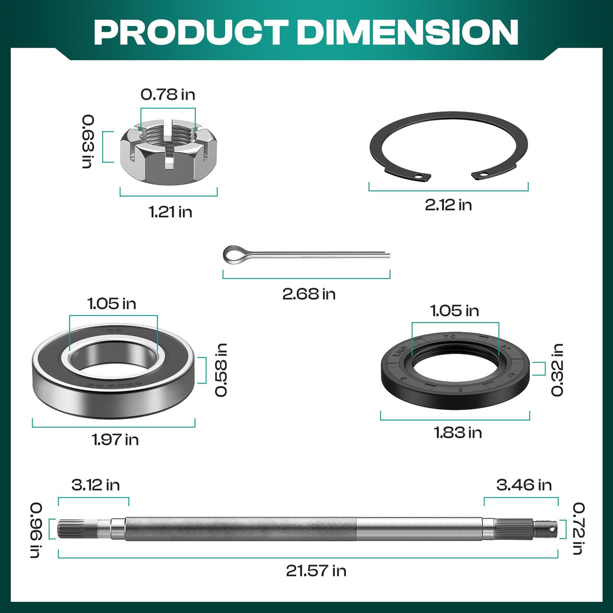 DRIVE UP EZGO rear axle snap rings set secures axle components