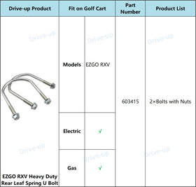 DRIVE UP EZGO hardware designed to resist wear in daily golf cart use.