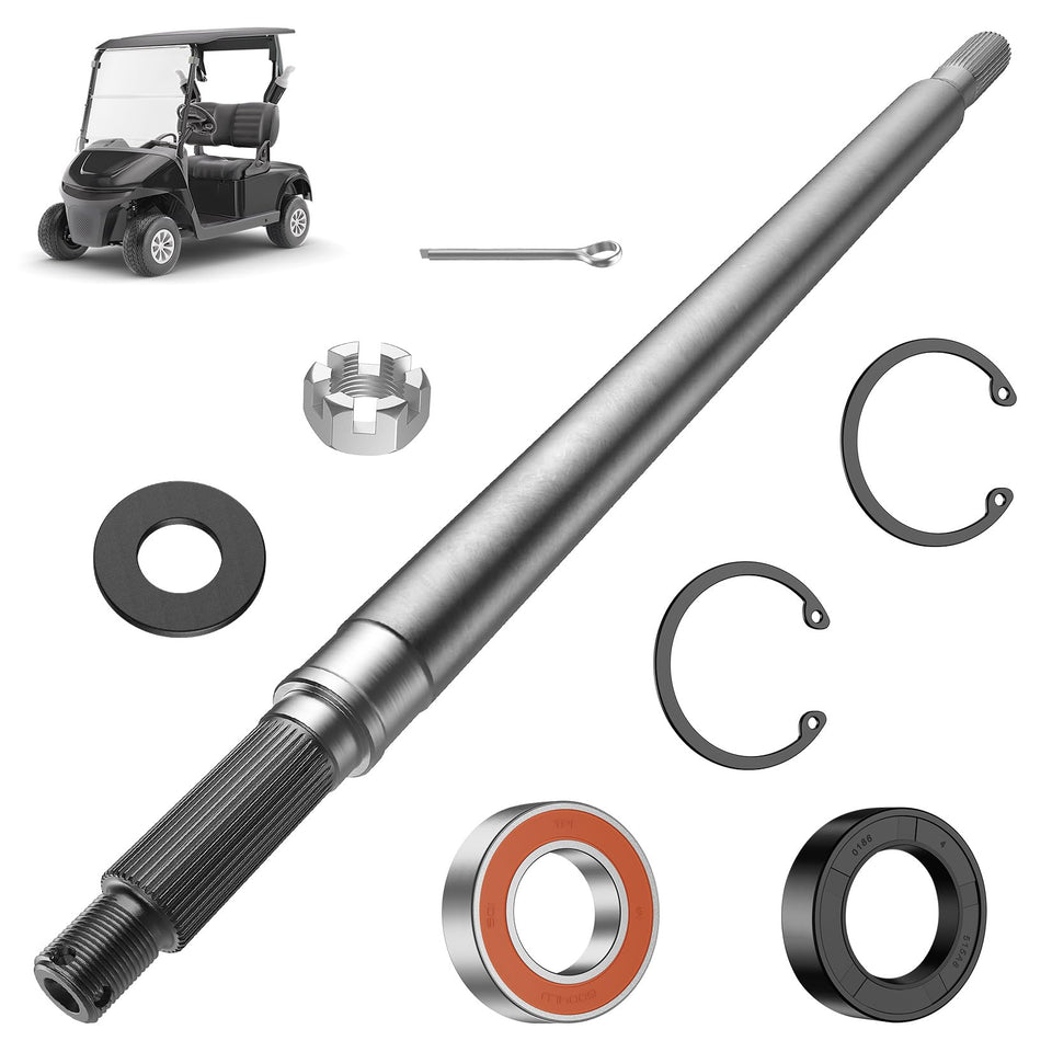 Drive Up EZGO RXV rear axle driver-side shaft ready for smooth power transfer.