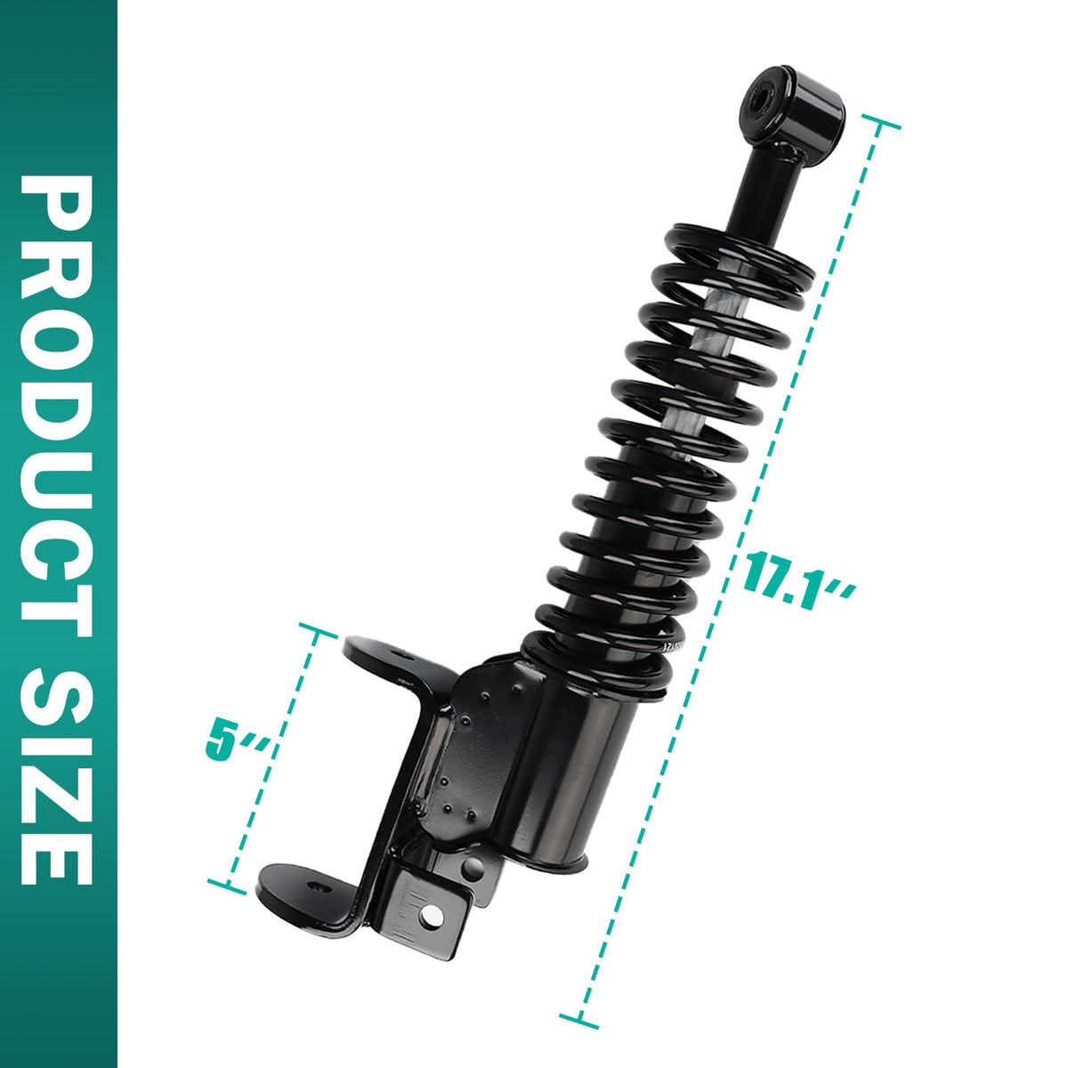 Drive Up EZGO RXV front shock strut closeup on the passenger side highlights proper fit
