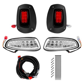 Drive Up kit contents show two headlights, two taillights, screws, and harness