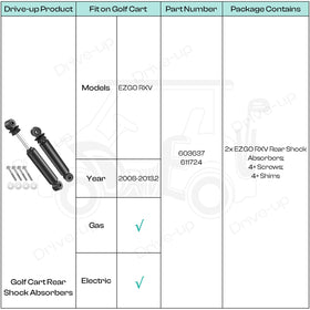 DRIVE UP EZGO RXV shocks replace OEM 603637 and 611724.