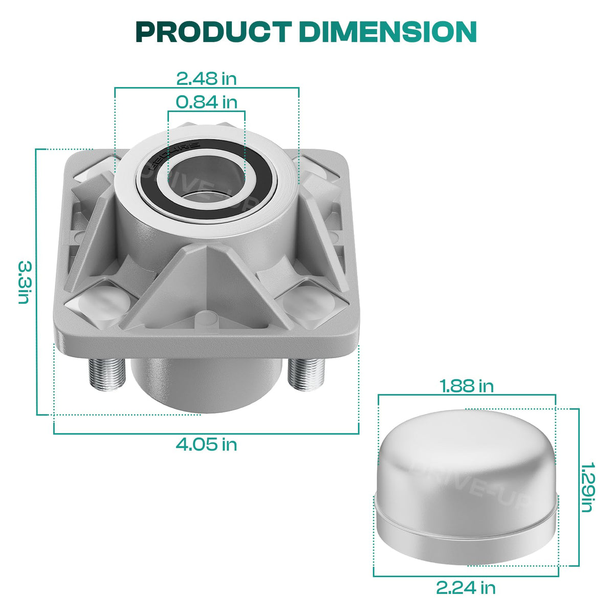 Drive Up EZGO RXV packaging image shows two hubs and seals included for easy replacement.