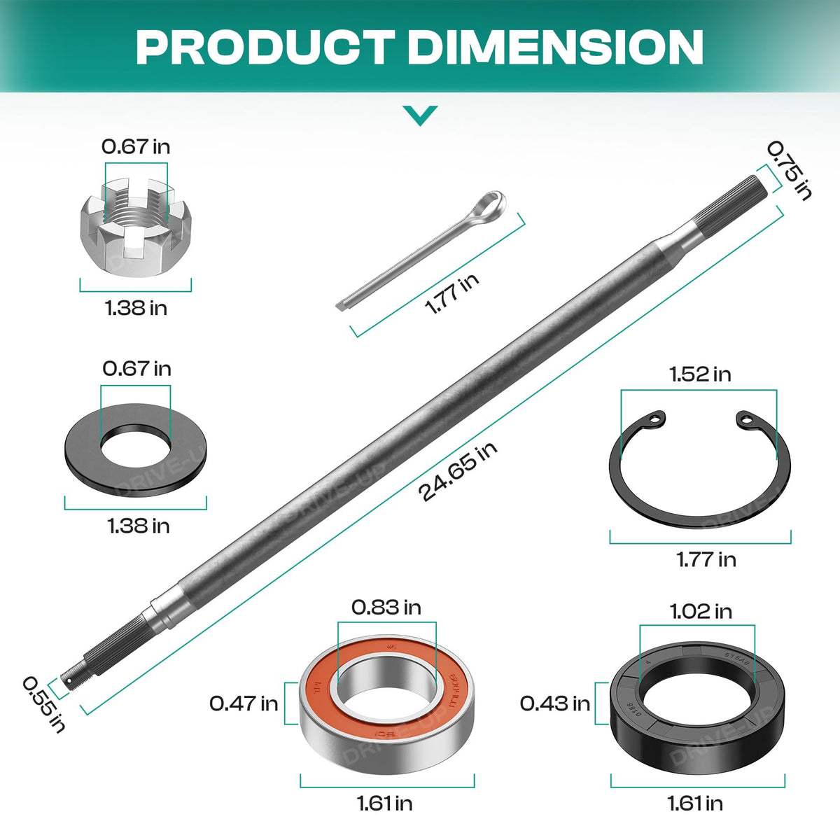 Drive Up EZGO RXV rear axle installation kit aids quick maintenance.