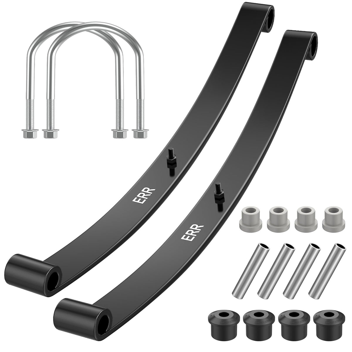 Drive Up EZGO RXV rear leaf spring kit components ready for installation, smoother ride.