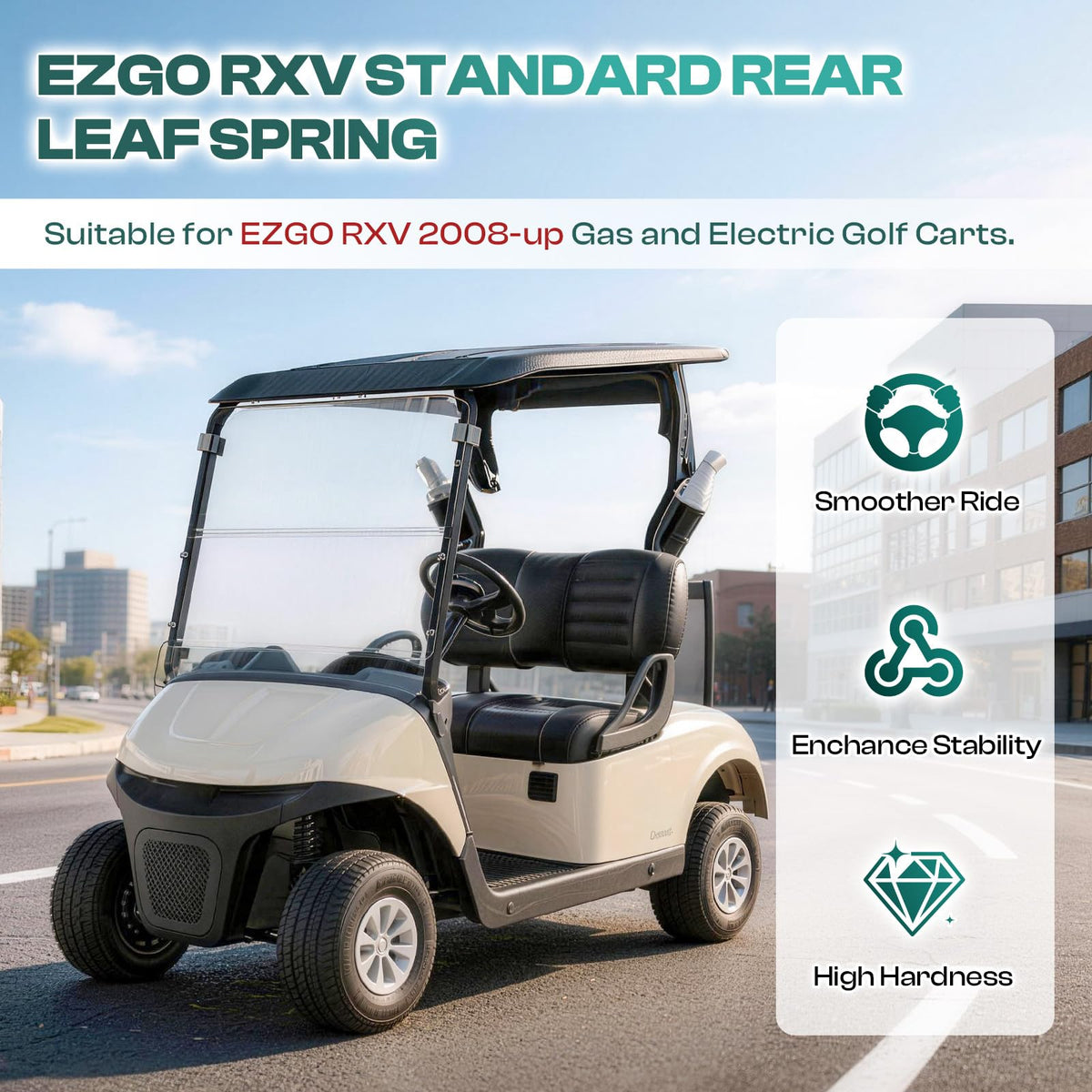 Drive Up EZGO RXV suspension upgrade with large bushings.