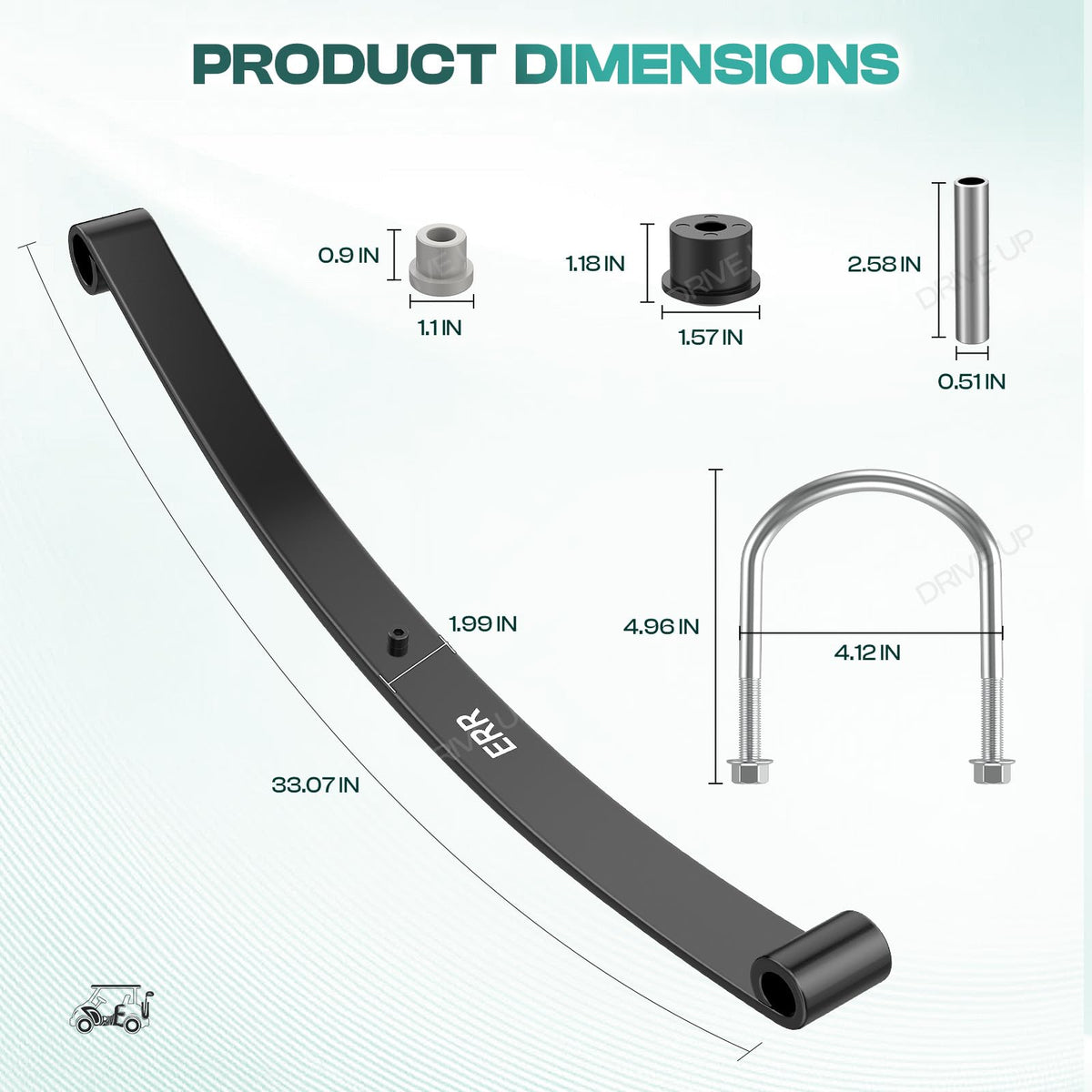 Drive Up kit showing u-bolts and spacers for RXV retrofit.