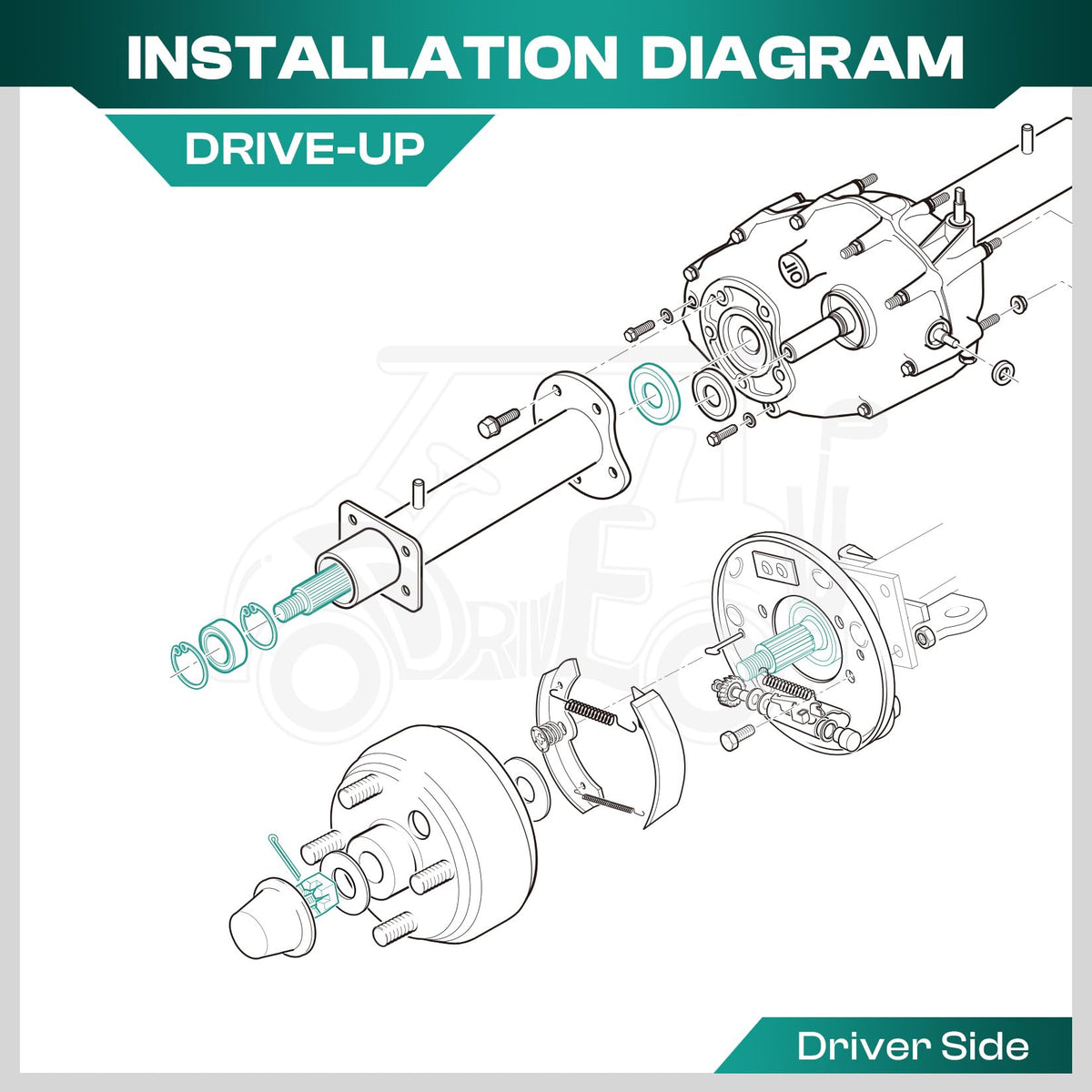 DRIVE UP EZGO slotted nut with cotter pin hardware