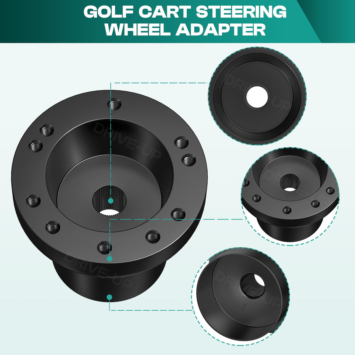 Drive Up EZGO steering wheel adapter compatible with TXT and RXV for versatile upgrades.