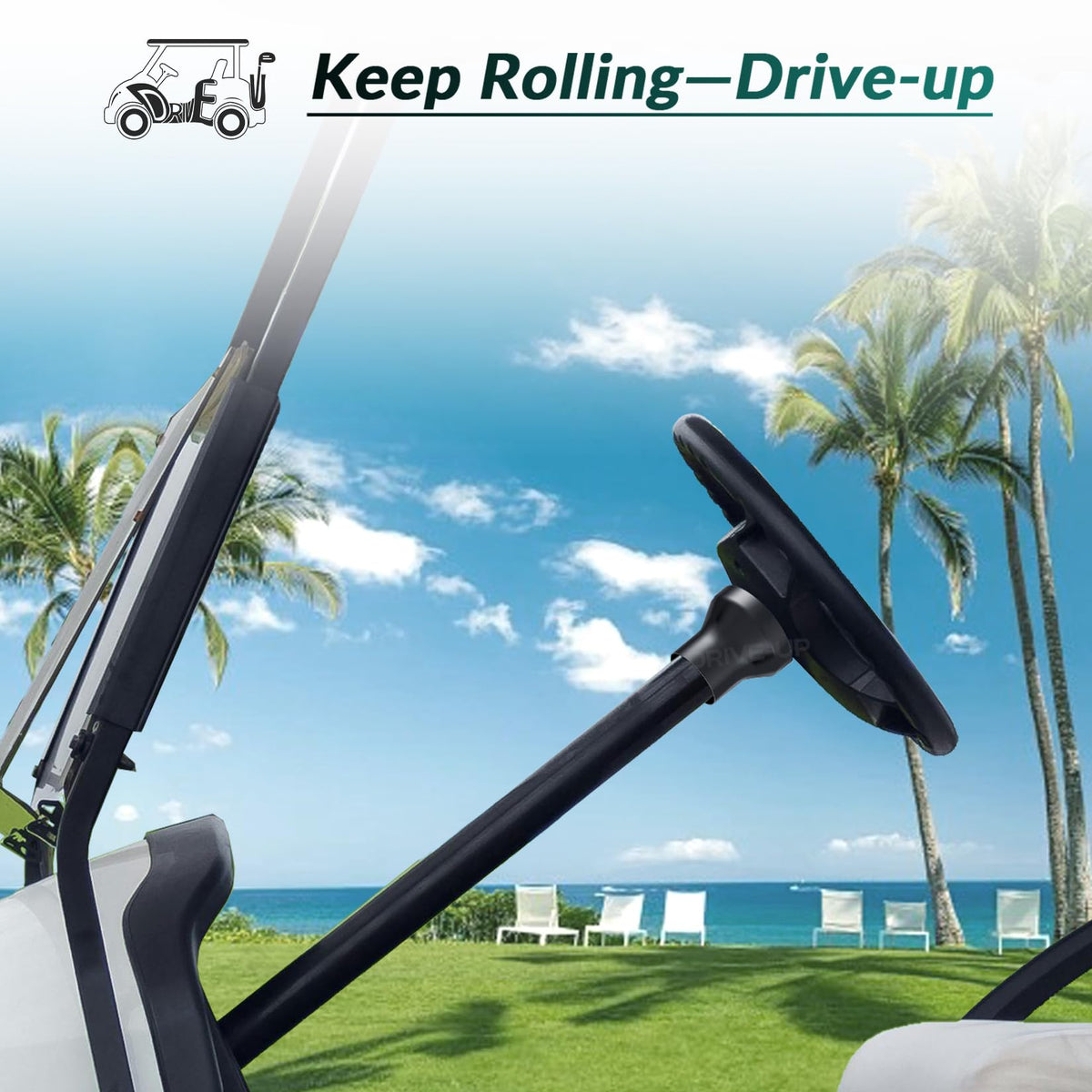 Drive Up EZGO steering wheel adapter for RXV model with durable aluminum construction.