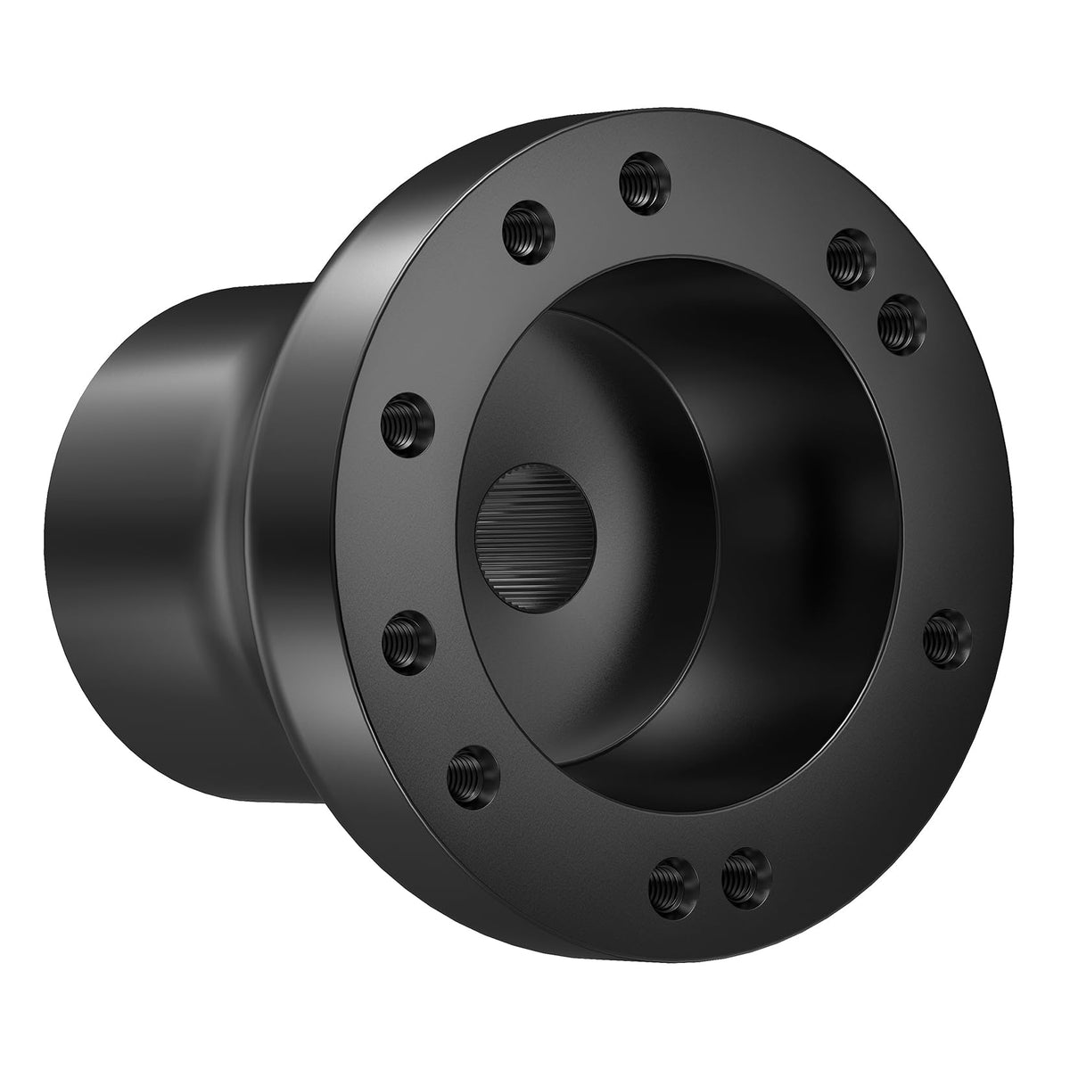 Drive Up EZGO steering wheel adapter for TXT model with black finish enhances steering compatibility.