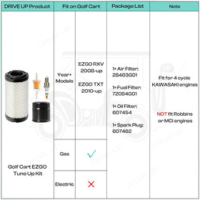 Drive Up EZGO tune up cart engine view highlights compatibility and essential components.