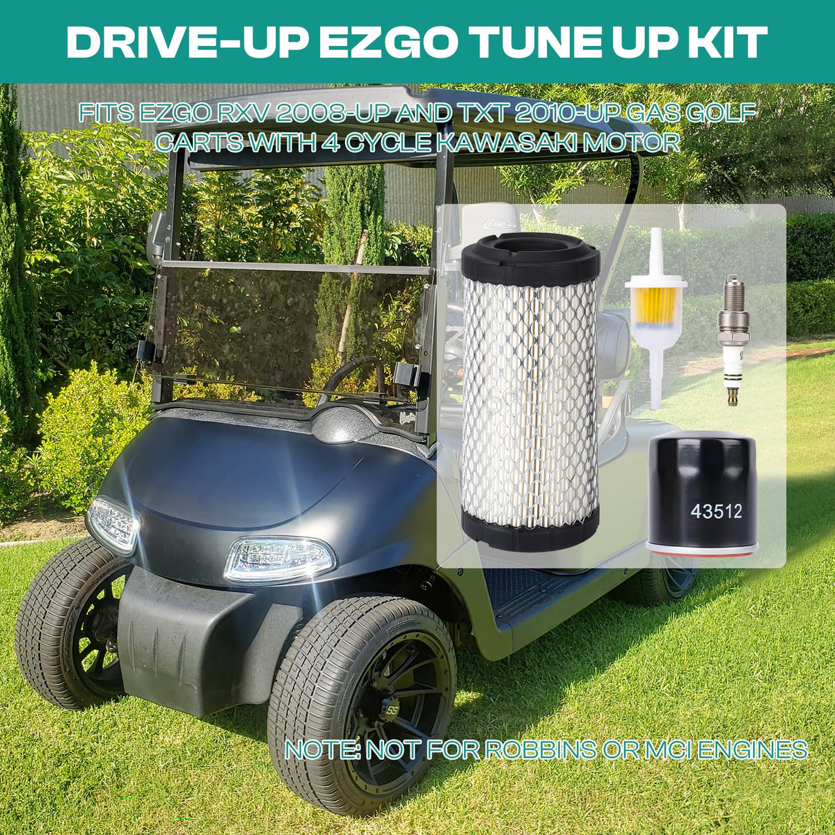 Drive Up EZGO tune up fuel filter for RXV/TXT maintains clean fuel flow and efficiency.