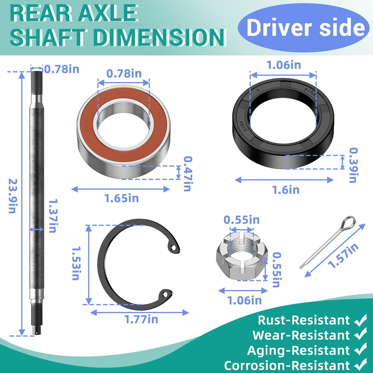 Drive Up EZGO TXT axle assembly with hardware ready for installation