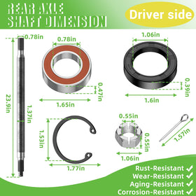 DRIVE UP TXT axle length 23-78 inches supports reliable wheel alignment.