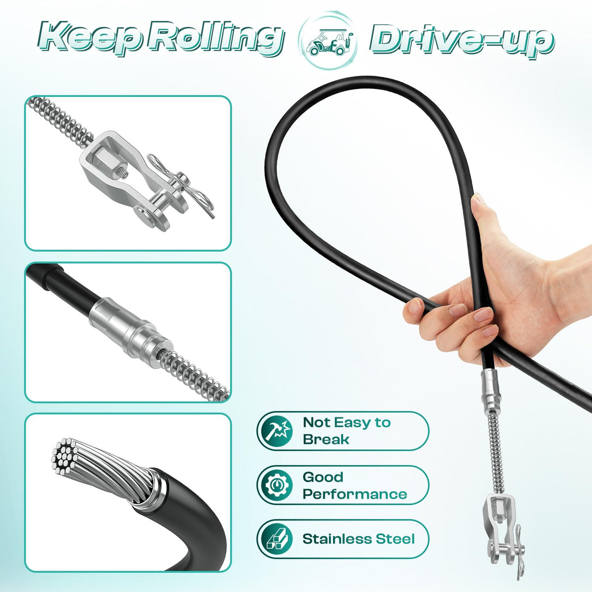 Drive Up EZGO TXT driver-side brake cable for precise stopping.