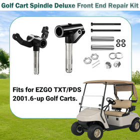 Installed Drive Up EZGO TXT front-end kit on a golf cart demonstrates improved alignment.