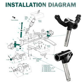 Front-end repair kit components from Drive Up EZGO TXT laid out for easy install.