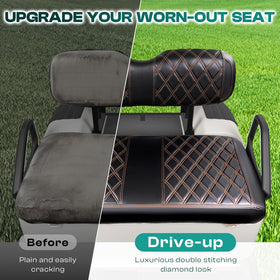 DRIVE UP EZGO TXT diamond leather seat detail with crisp stitching.