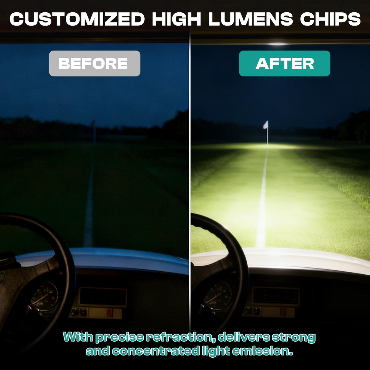 DRIVE UP EZGO TXT LED headlight bar installation-ready design simplifies setup