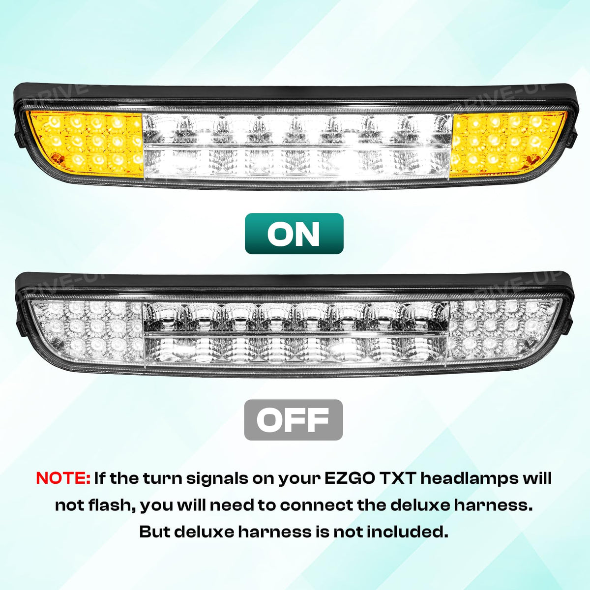 DRIVE UP EZGO TXT LED headlight bar low power draw preserves battery life