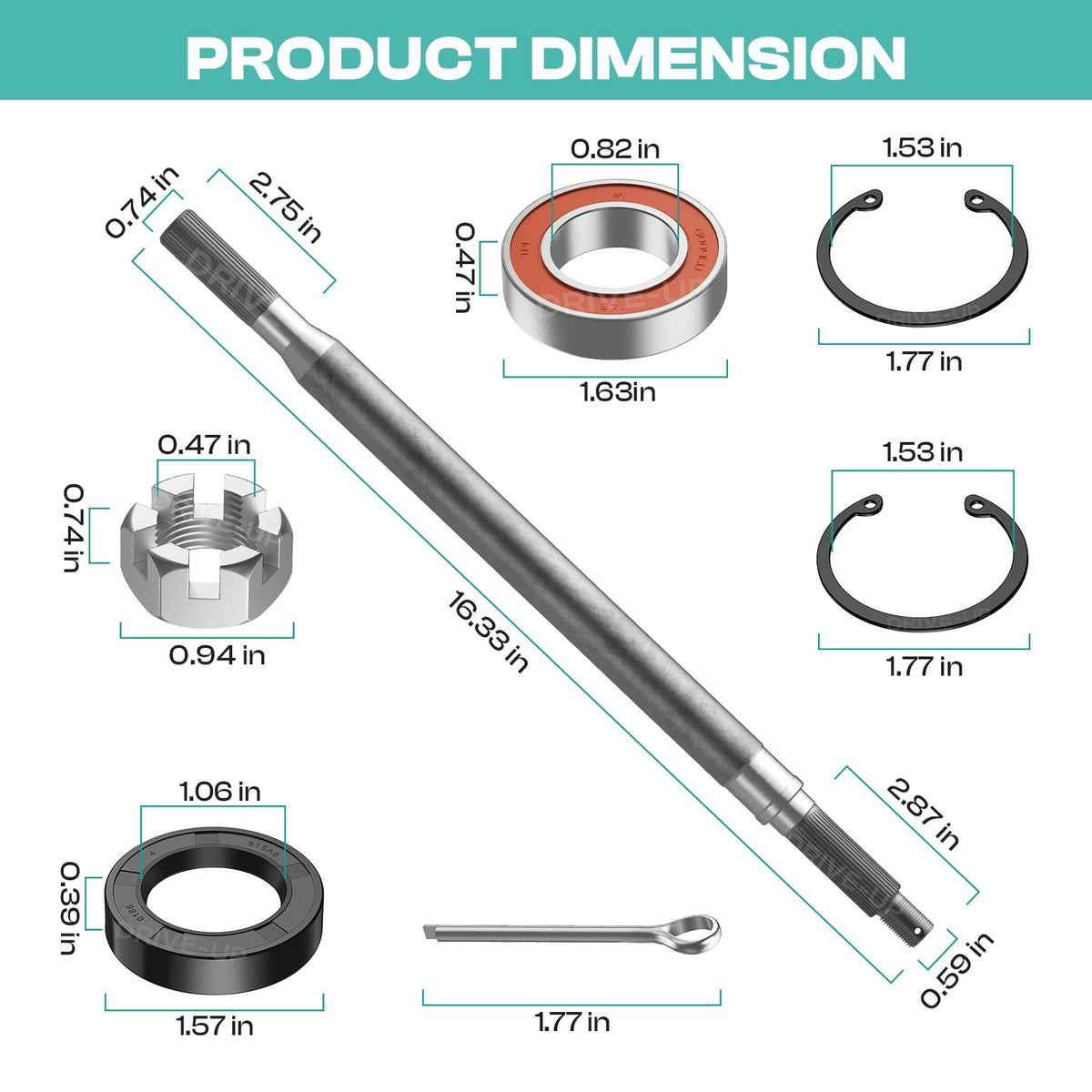 Drive Up EZGO TXT rear splined axle bearing seal kit included.