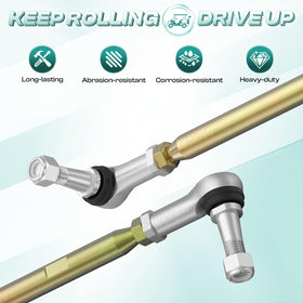 EZGO TXT tie rod ends close-up highlighting durable aluminum joints.