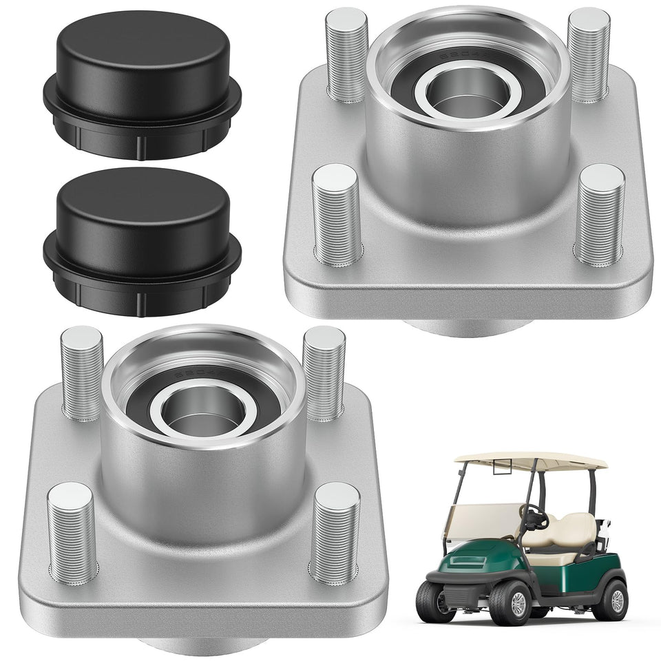 Drive Up front hub assembly for Club Car Precedent DS shows smooth wheel rotation
