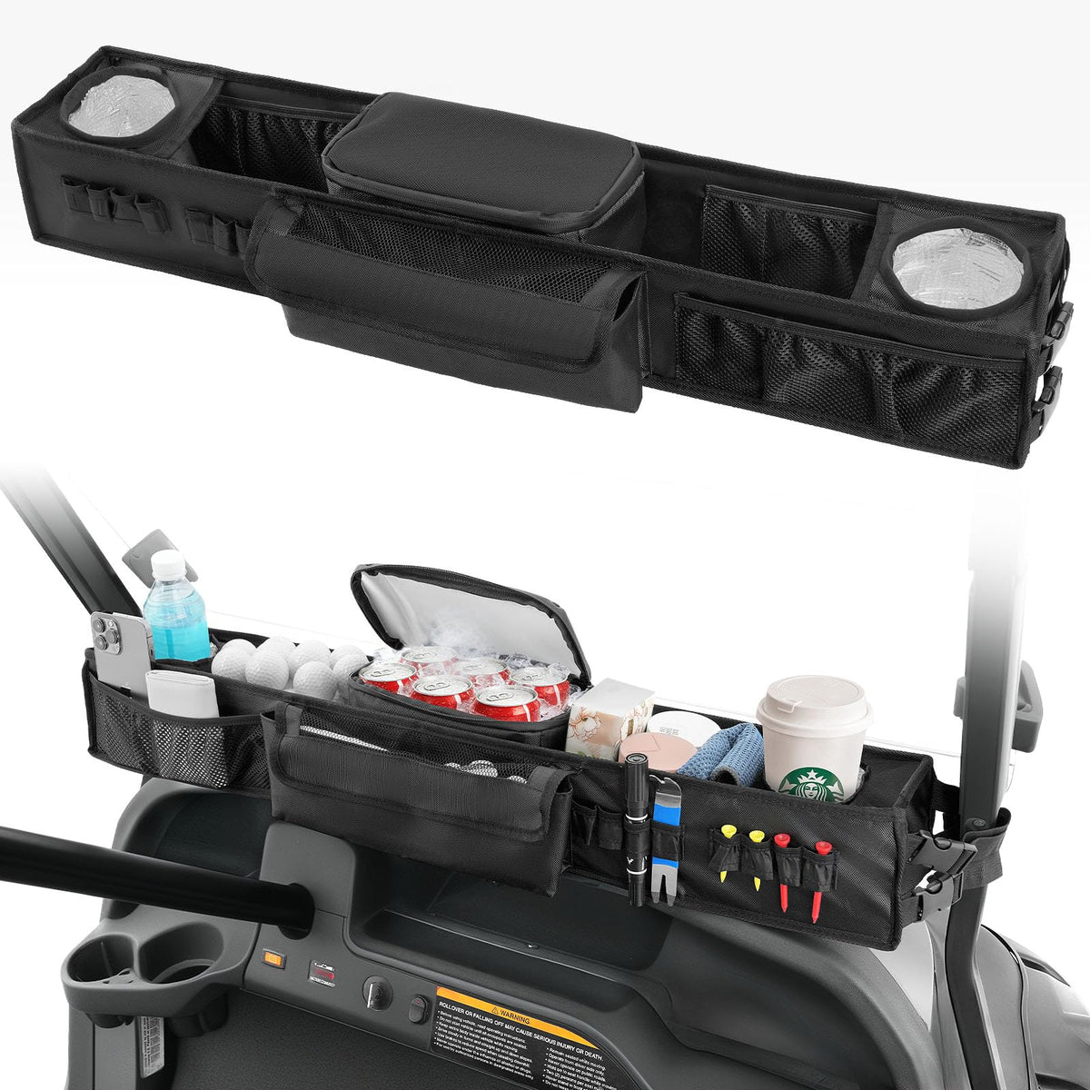 DRIVE UP front storage basket for Yamaha G29 keeps golf essentials within reach