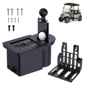 Drive Up golf ball washer kit attached to rear of cart for quick cleaning.