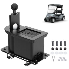 Drive Up golf ball washer mounted on EZGO RXV for efficient ball cleaning.
