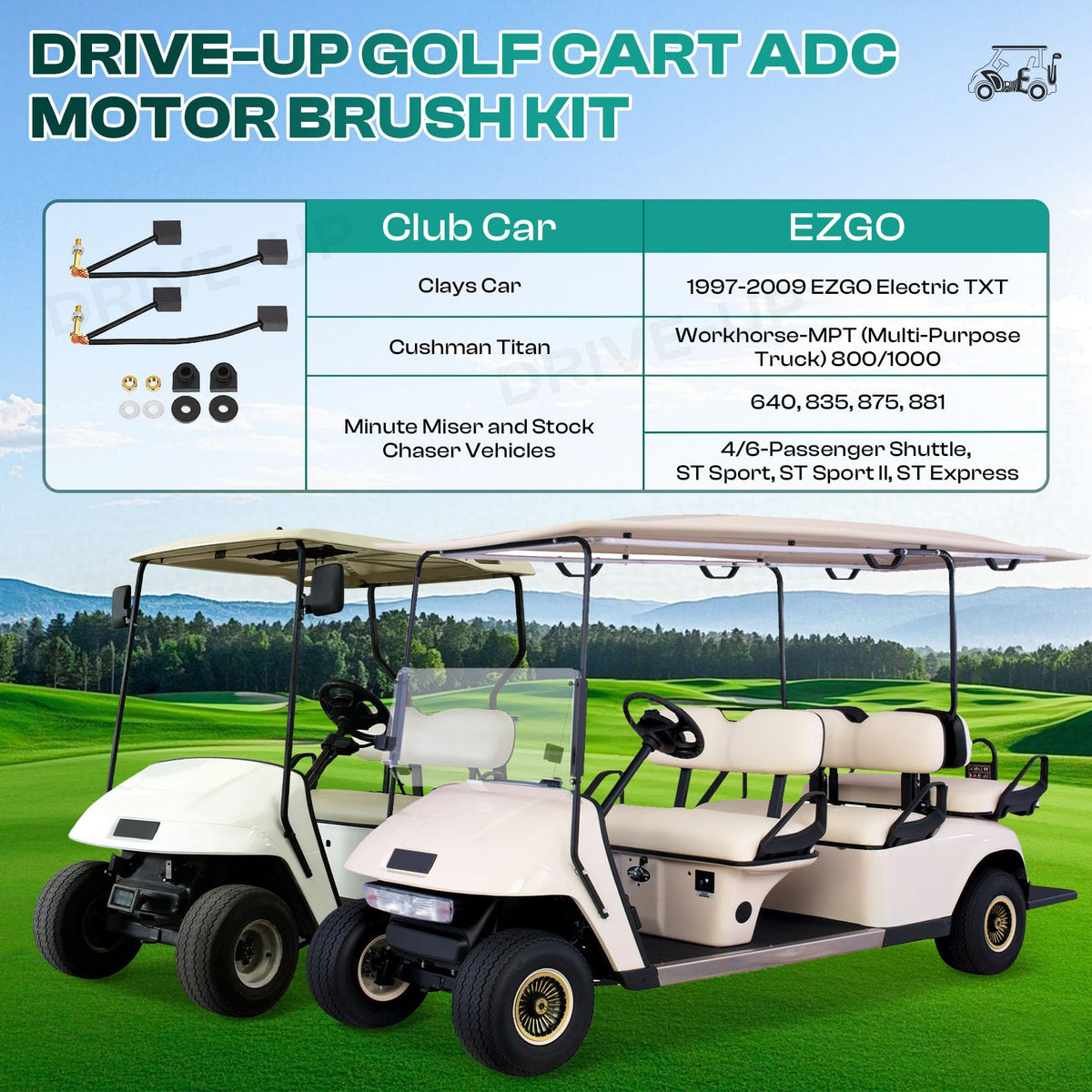 Drive Up kit installed on a cart shows improved contact points.