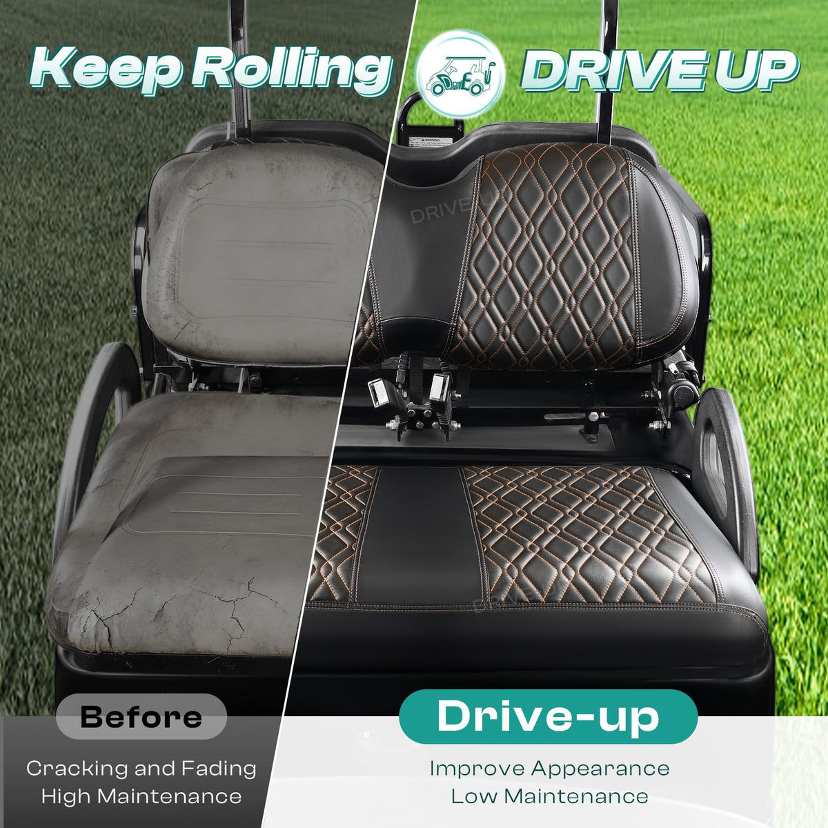 Drive Up backrest seat cover with diamond cross design guards against stains