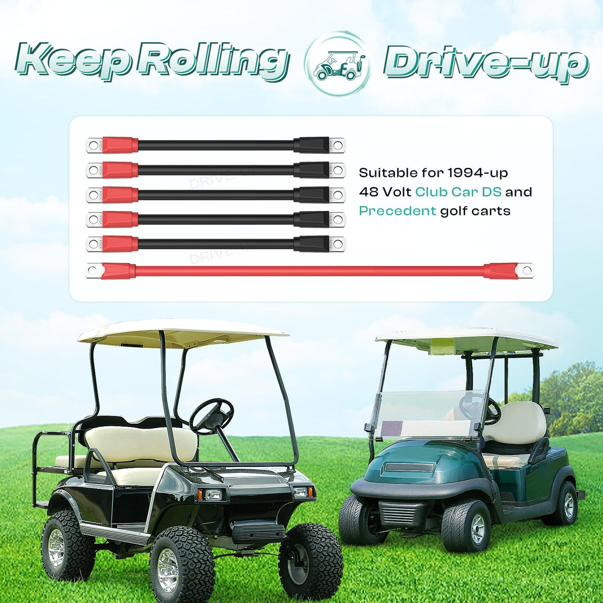 Drive Up black 16.2 inch cable enhances reliable connections for 48V Club Car