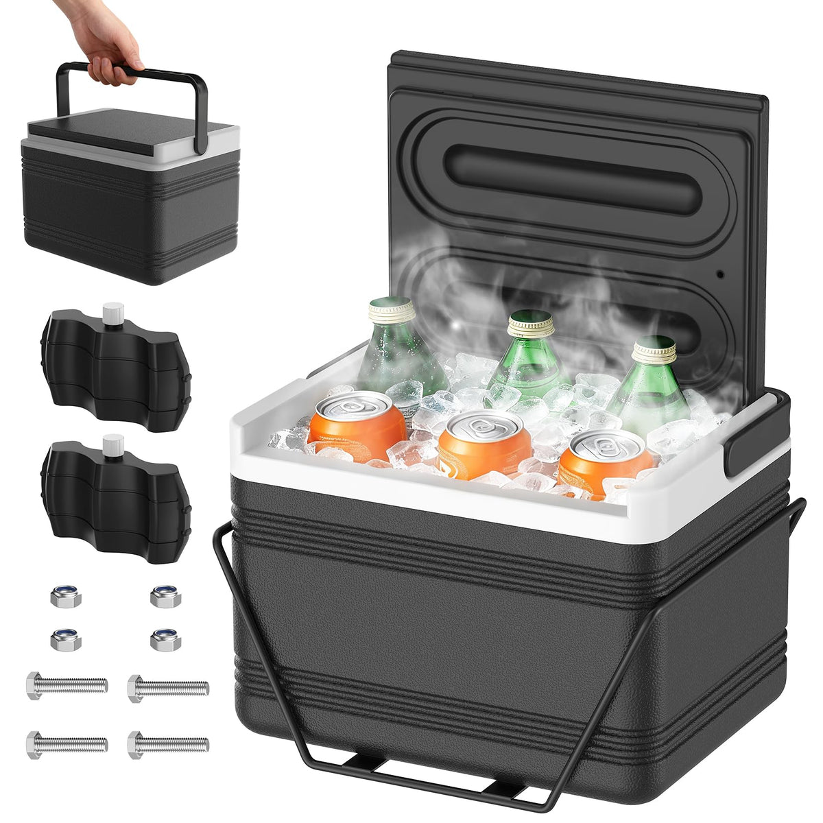 Drive Up golf cart cooler mounting bracket securely holds drinks on the cart